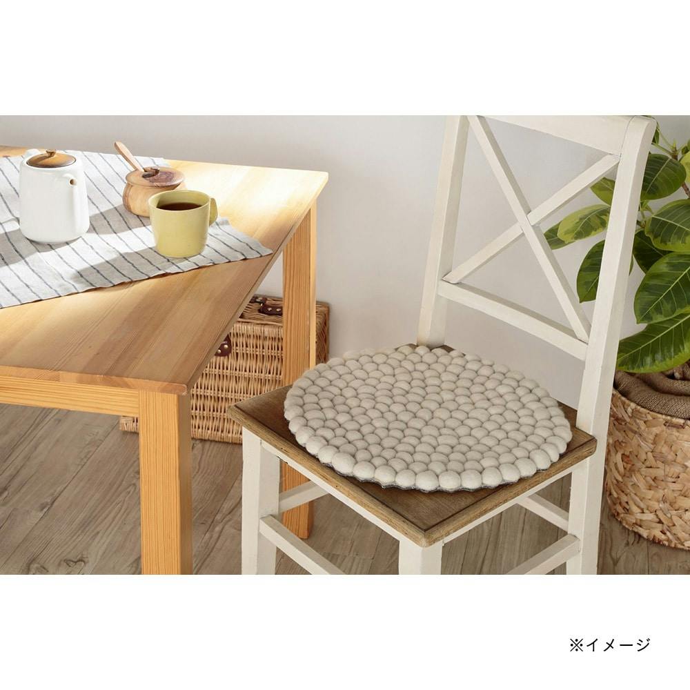 ウールフェルトマット 直径40cm アイボリー | ラグ・カーペット