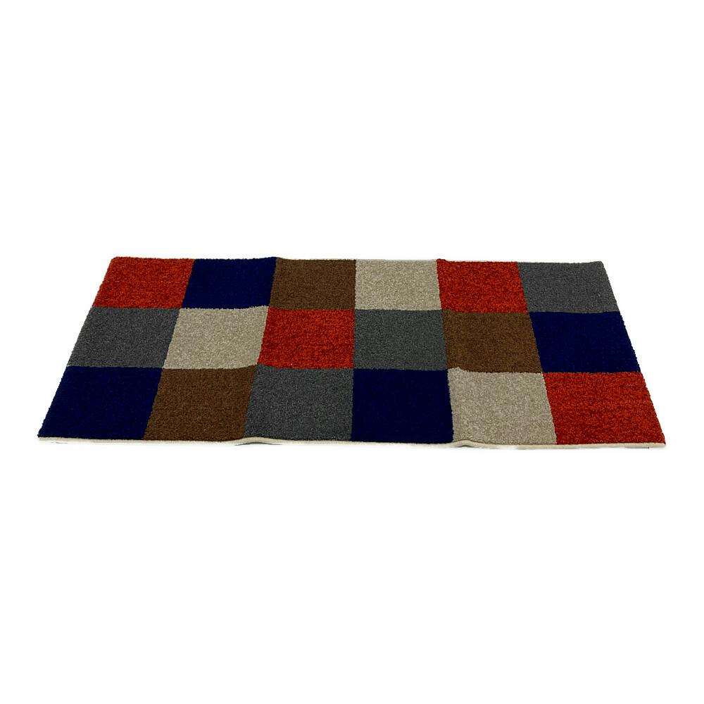 洗えるウィルトン織り玄関マット ブロック オレンジ グレー 60×120cm