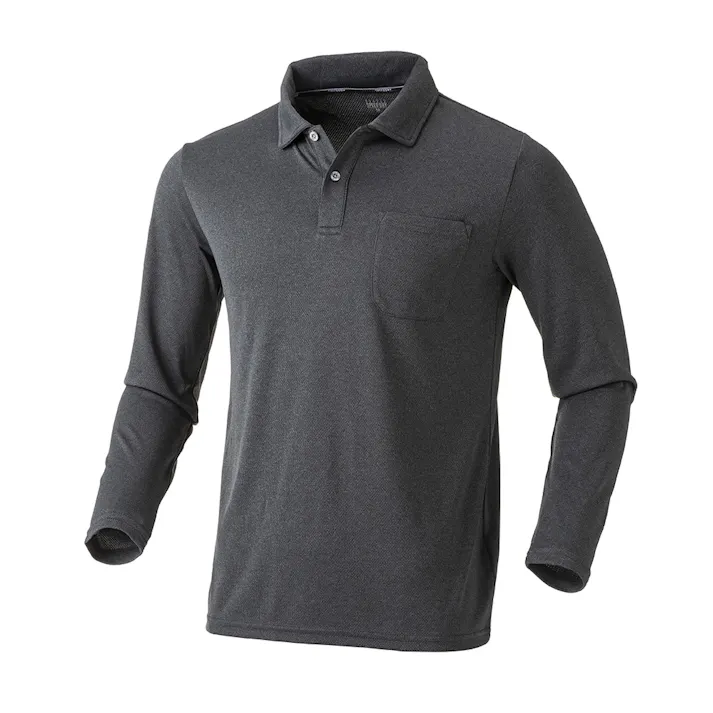 カインズ スピードドライ ワークポロシャツ 長袖 杢ブラック M