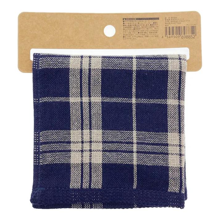 ガーゼハンカチ チェック ネイビー