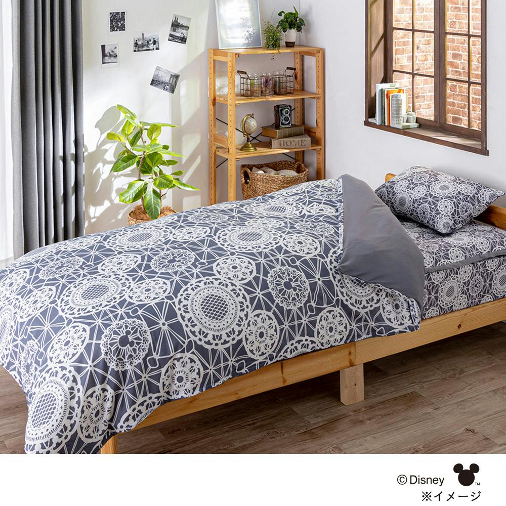 楽掛ふとんカバー ミッキーレース/グレー シングル 150×210cm | 布団