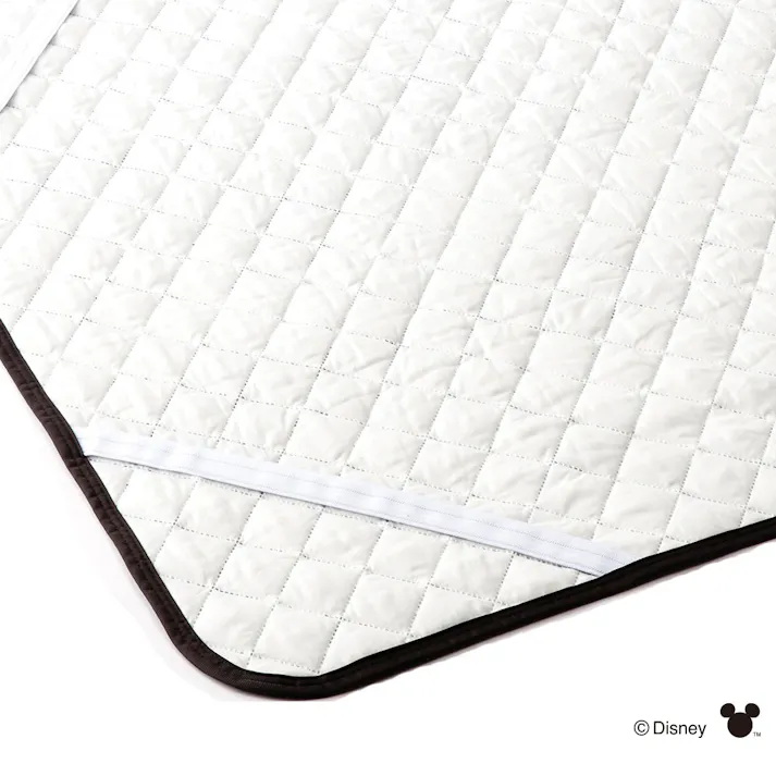 敷パッド ショートボア ミッキーレース/グレー シングル 100×200cm