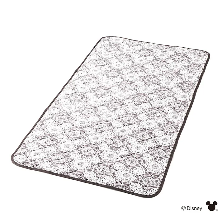 敷パッド ショートボア ミッキーレース/グレー シングル 100×200cm