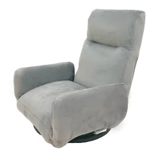 and cute 低反発肘付き回転座椅子 グレー 幅65cm 奥行58~112cm 高さ31~71cm もちもち生地 リクライニング 肘掛け付き 一人掛けソファ