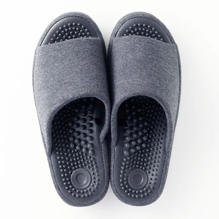 足裏刺激スリッパ立体インソールソフトクッション グレー M