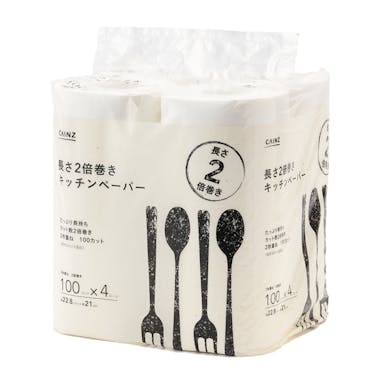 カインズ 長さ2倍巻き キッチンペーパー 100カット×4ロール
