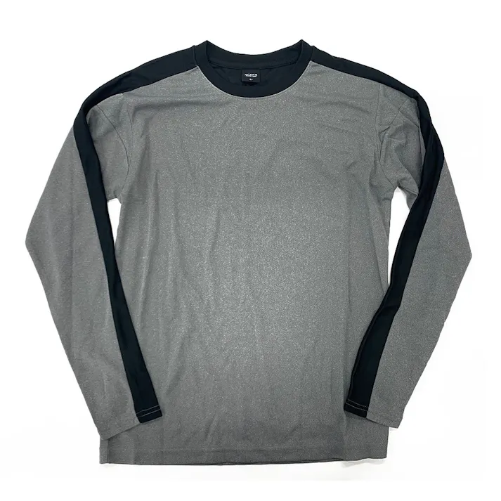 吸汗速乾アクティブムーブ長袖T 杢グレー×ブラック M