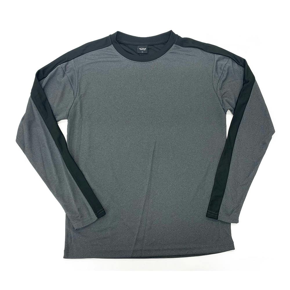 吸汗速乾アクティブムーブ長袖T 杢ブラック×ブラック M