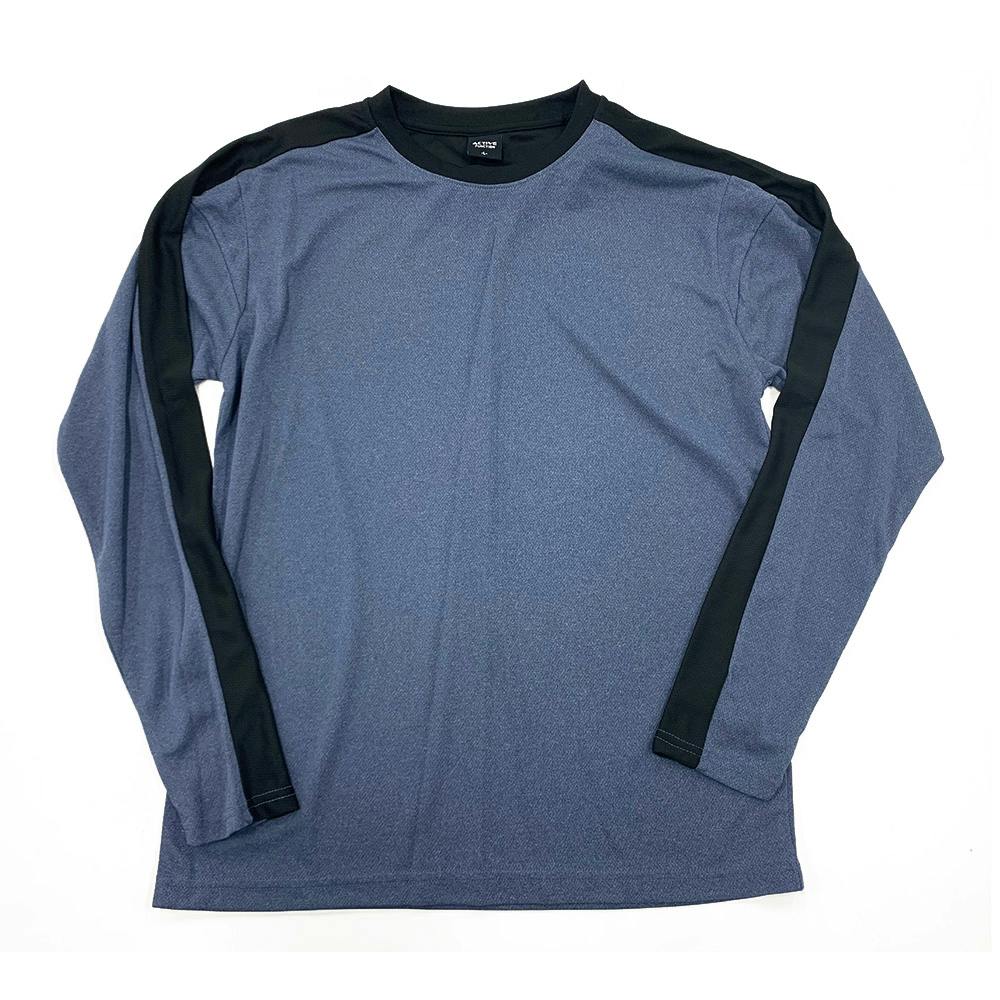 吸汗速乾アクティブムーブ長袖T 杢ネイビー×ブラック M