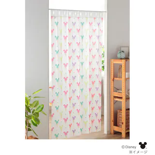 ディズニー 幅も高さも調整できる間仕切りカーテン ミッキーマウス/アイス 100×180cm 洗濯OK