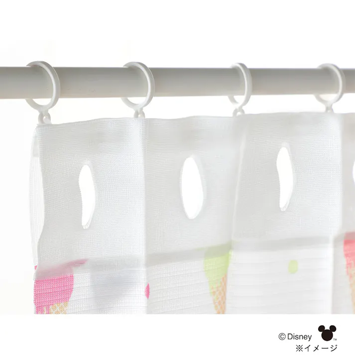 ディズニー 幅も高さも調整できる間仕切りカーテン ミッキーマウス/アイス 100×180cm 洗濯OK