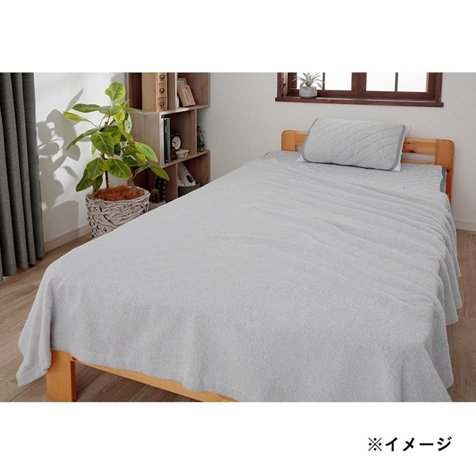 ほつれにくい厚手タオルケット シングル 140×190cm グレー(販売終了)