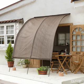 アーチ型スタンドサンシェード ブラウン 横3m 奥行1m 高さ2.9m 遮光 UVカット 遮熱 通気性 日除け 目隠し