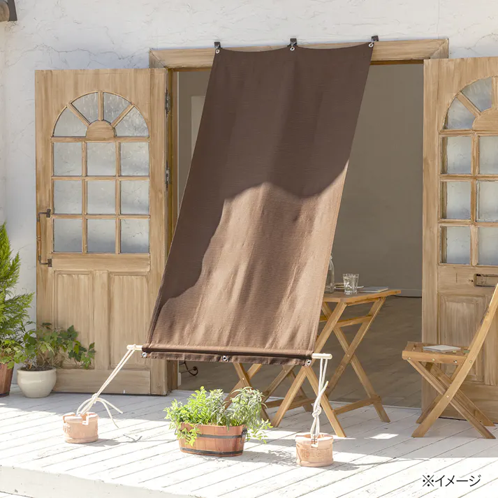 日射しと熱を遮るサンセイルタープ 葵マーブル ブラウン 横100cm 縦200cm 遮光率99.99% UVカット 遮熱 日除け 目隠し