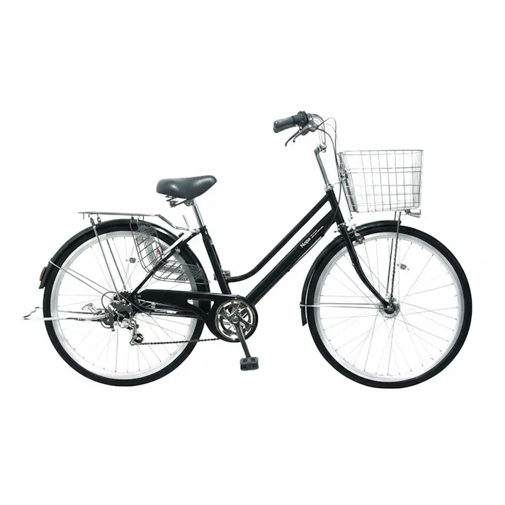 【自転車】パンクしない軽快車 27インチ 外装6段 ブラック