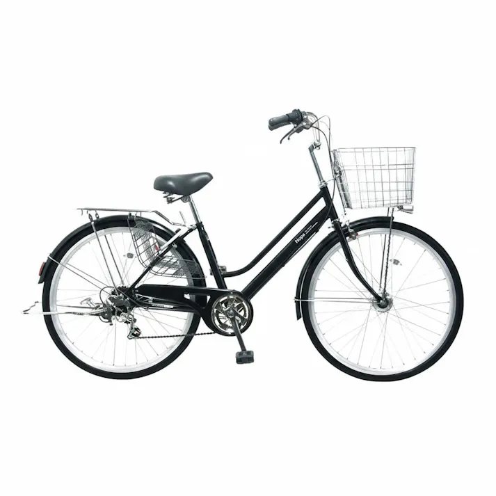 【自転車】パンクしない軽快車 27インチ 外装6段 ブラック