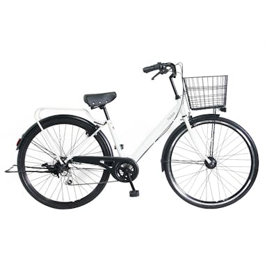 【自転車】パンクしないV型軽快車 27インチ 外装6段 オートライト ホワイト