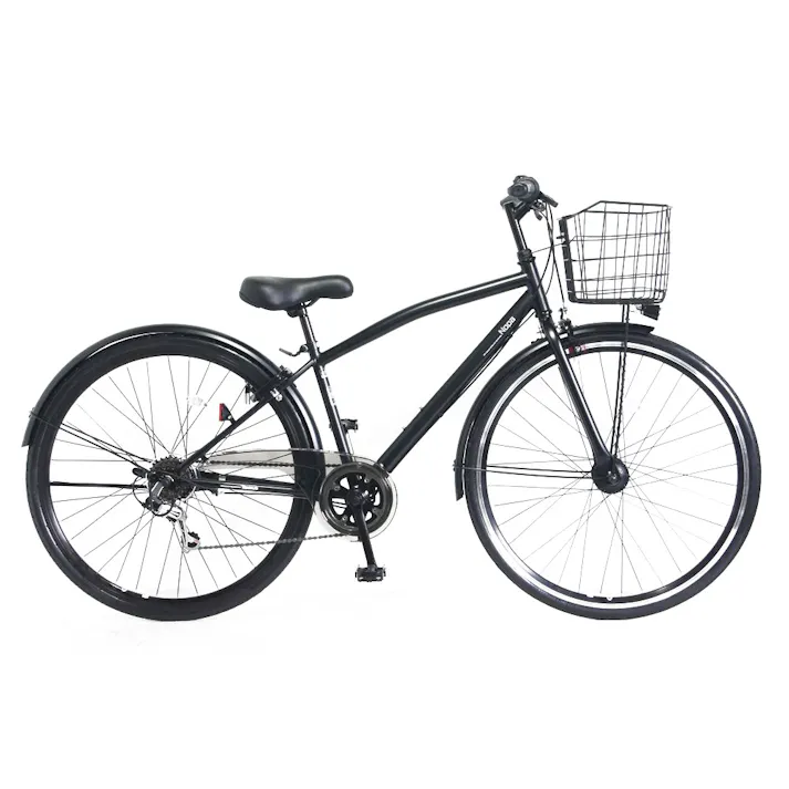 【自転車】パンクしないクロスバイク 27インチ 外装6段 オートライト ブラック(販売終了)