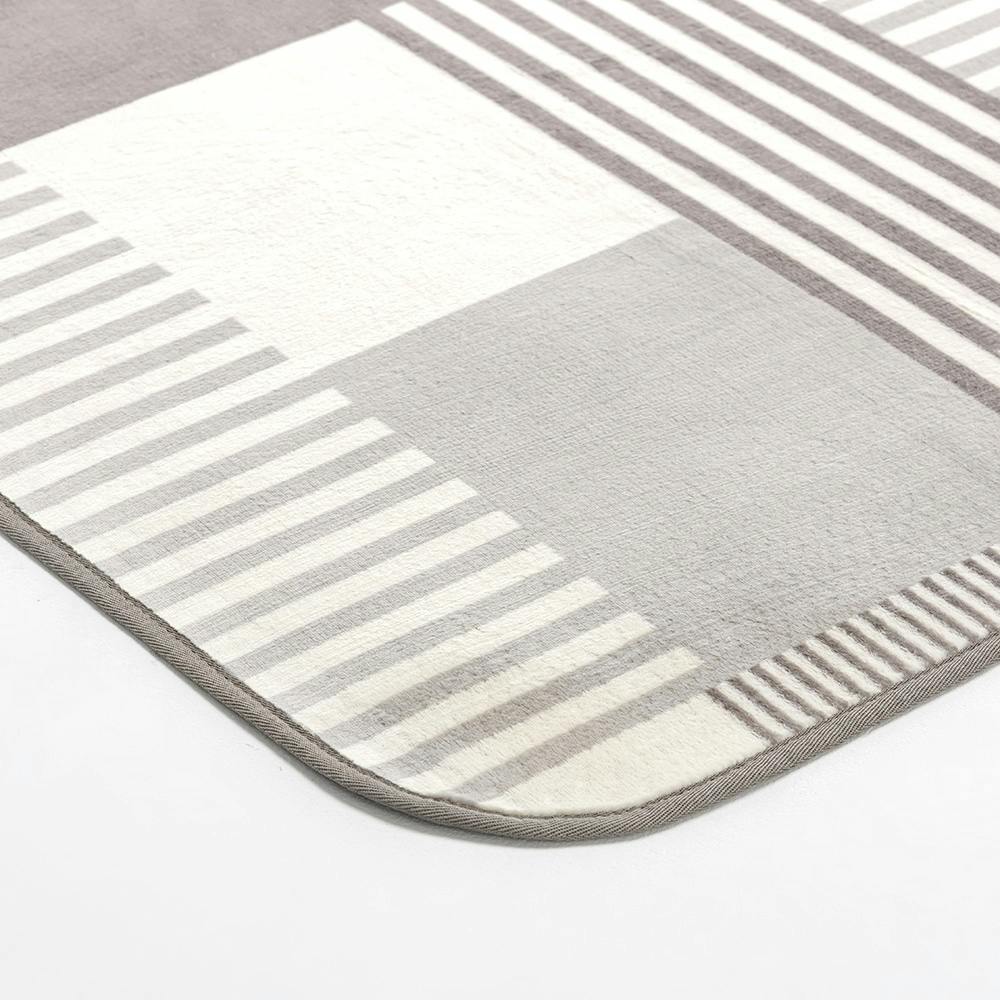 洗えるコンパクトラグ ブロック グレー 185×185cm | ラグ