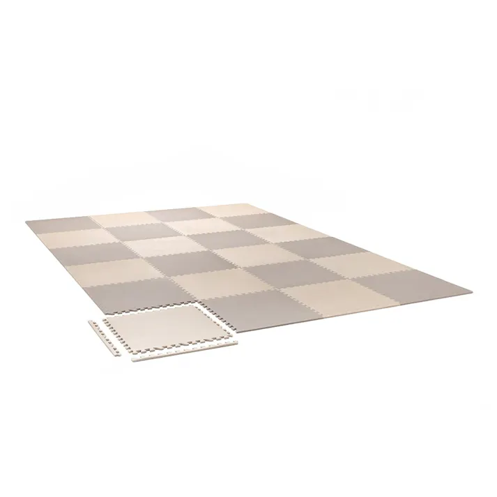 縁付 大判ジョイントフロアマット ベージュ/モカ 58×58cm 24枚組セット