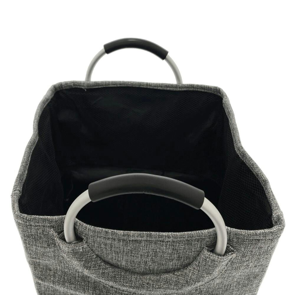 ハンドル付プリントランドリーバッグ グレー | バスケット・ランドリー