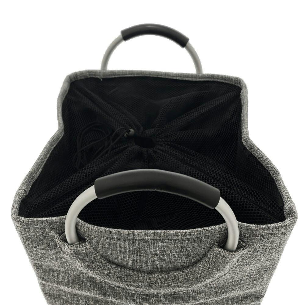ハンドル付プリントランドリーバッグ グレー | バスケット・ランドリー