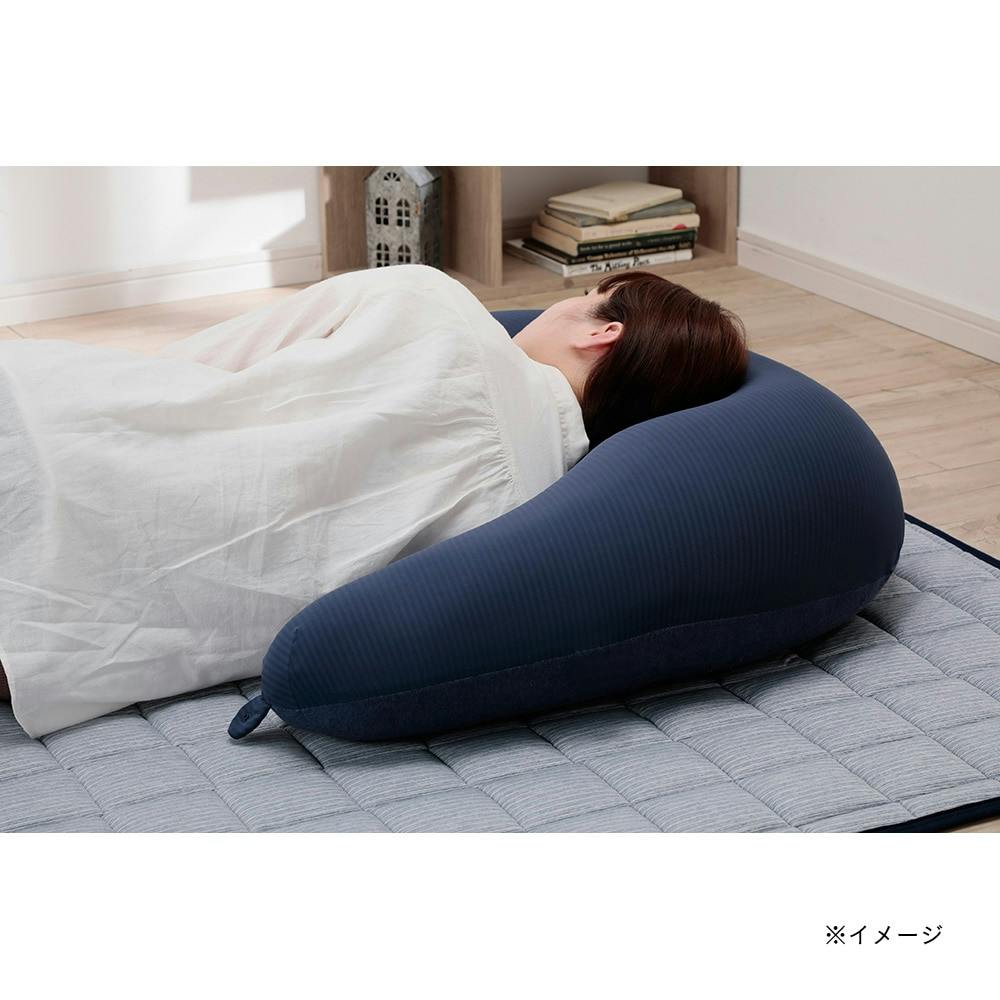ひんやり持続消臭U型クッション 85×77cm ネイビー(販売終了