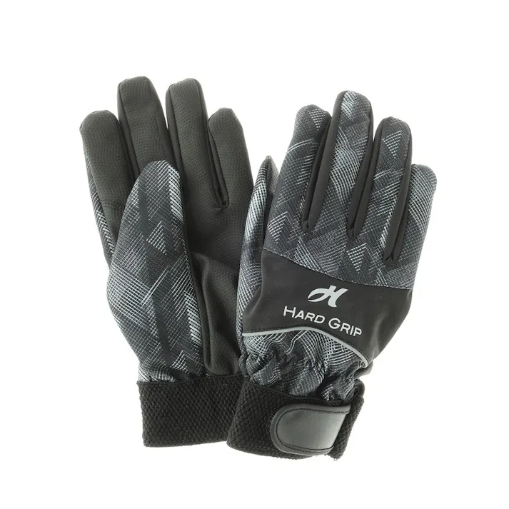 HARD GRIP 防風防寒ベルト付き手袋 チェックブラック L(販売終了)