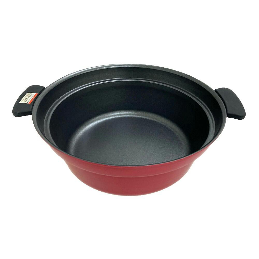 ふきこぼれしにくいアルミ卓上鍋 24cm レッド | 鍋・やかん 通販