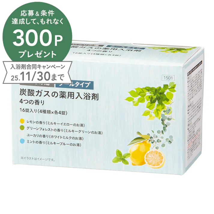 カインズ 炭酸ガスの薬用入浴剤 にごりの湯 クールタイプ 40g×16錠(4種類×各4錠) 4つの香り