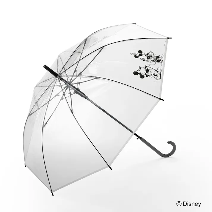 折れにくいビニール傘 ミッキー&ミニー グレー
