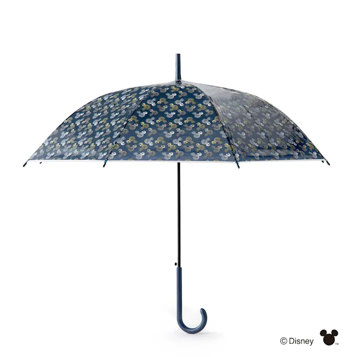 折れにくいビニール傘 ミッキーシルエット ネイビー