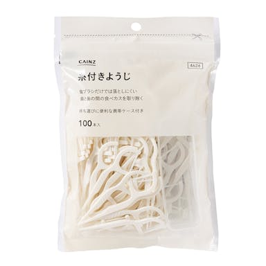 CAINZ 糸付きようじ 100本入パック 白