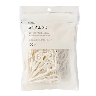 CAINZ 糸付きようじ 100本入パック 白