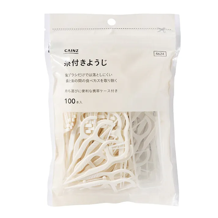 CAINZ 糸付きようじ 100本入パック 白