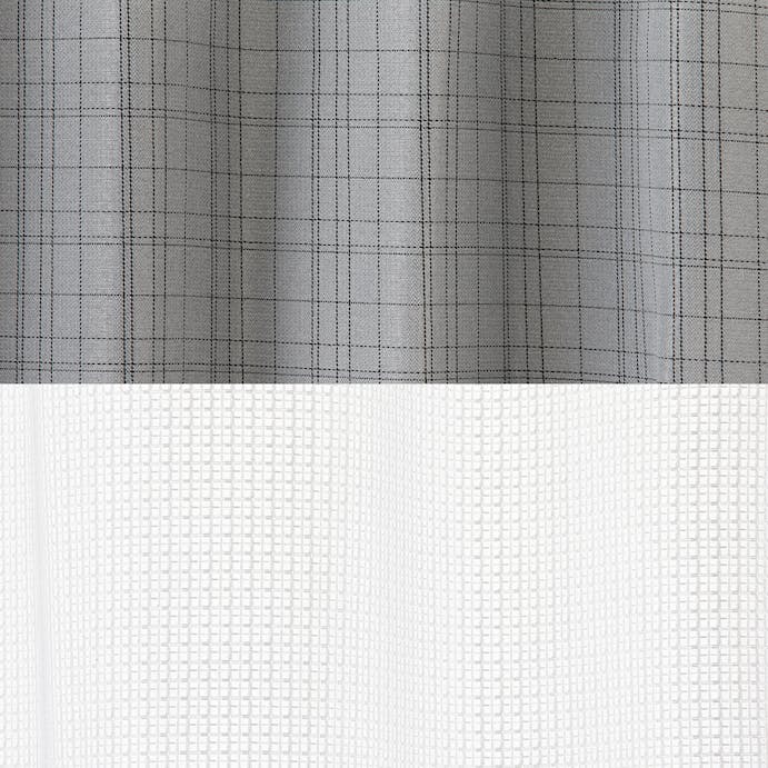 【店舗限定】汚れがつきにくい チェック グレー 100×210cm 4枚組セットカーテン, , product