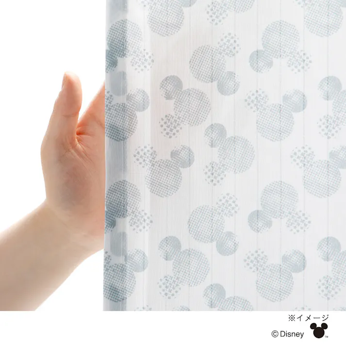 ディズニー 4枚組セットカーテン ミッキーマウス/ドット ネイビー 100×110cm 洗濯OK 形状記憶 遮光99.56% タッセル付 遮像レース