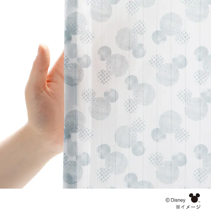 ディズニー 4枚組セットカーテン ミッキーマウス/ドット ネイビー 100×230cm 洗濯OK 形状記憶 遮光99.56% タッセル付 遮像レース