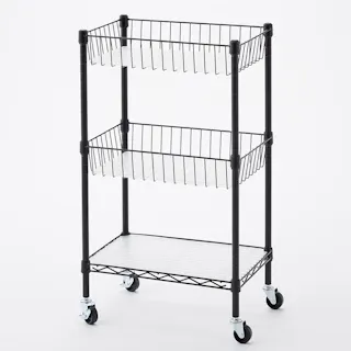 インテリアシェルフワゴン 高さ82 ブラック M38