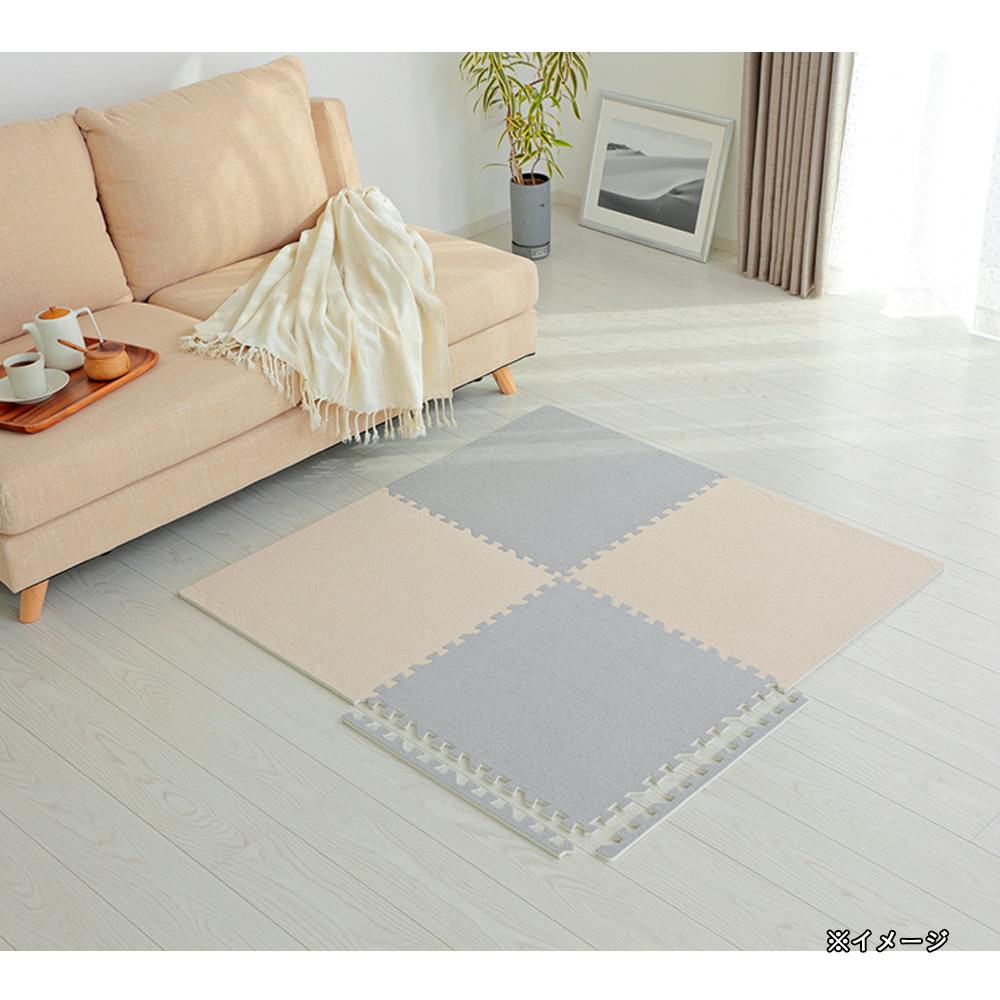 ＆Pet縁付大判パズルラグマット アイボリー/グレー 58×58cm 4枚組