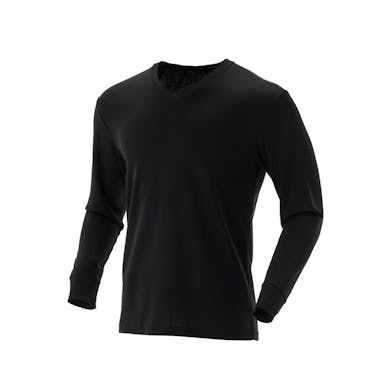 ホットファイン 吸湿発熱Tシャツ V首 ブラック L(販売終了)