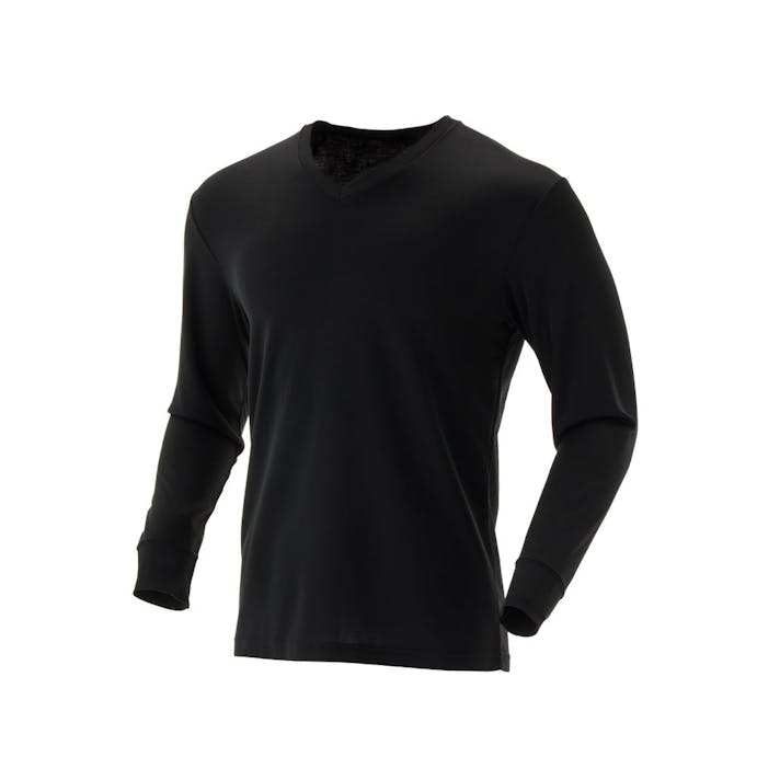 ホットファイン 吸湿発熱Tシャツ V首 ブラック 3L(販売終了)