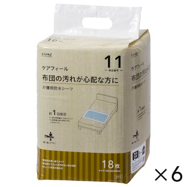 【ケース販売】CAINZ ケアフィール 介護用防水シーツ 18枚×6個