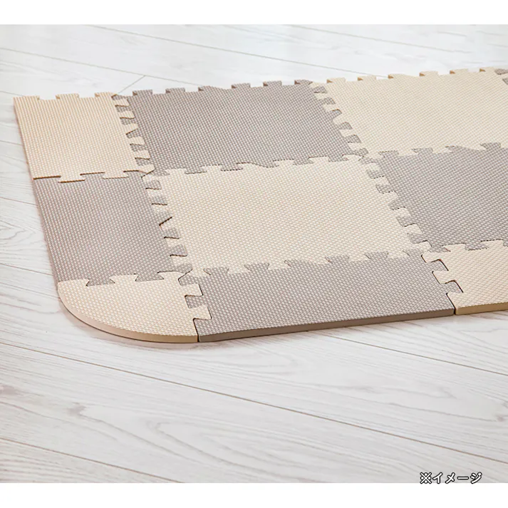 ジョイントフロアマット ワイドサイド ベージュ/モカ 30.5×15cm 4枚組セット