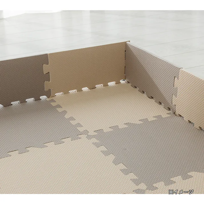 ジョイントフロアマット ワイドサイド ベージュ/モカ 30.5×15cm 4枚組セット