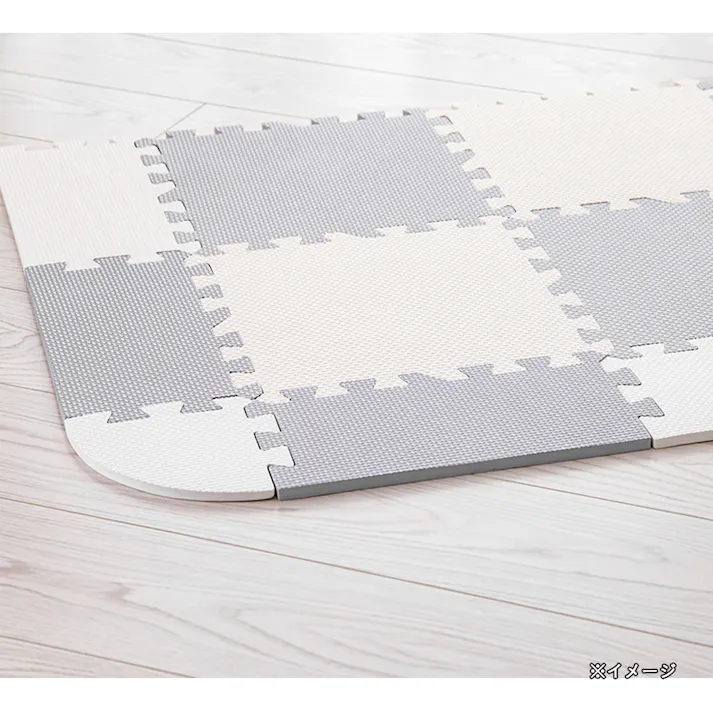 ジョイントフロアマット ワイドサイド ホワイト/グレー 30.5×15cm 4枚組セット