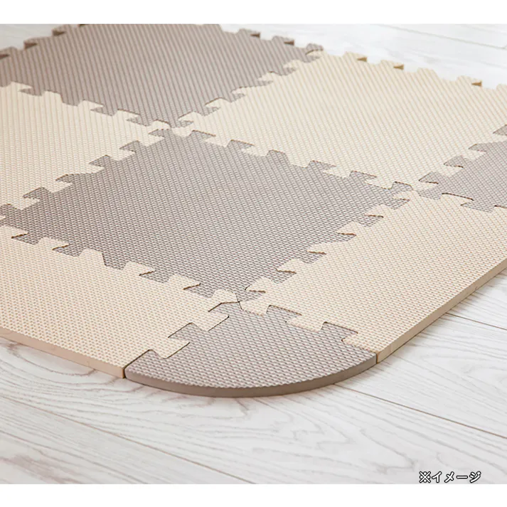 ジョイントフロアマット コーナー円形 ベージュ/モカ 15×15cm 4枚組セット