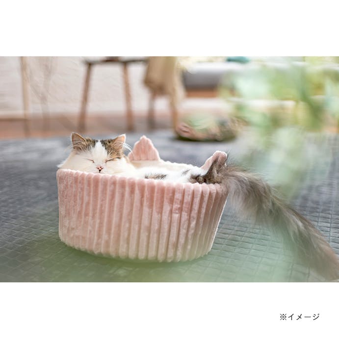 猫まんまるベッド ジャガードフランネル ピンク(販売終了)