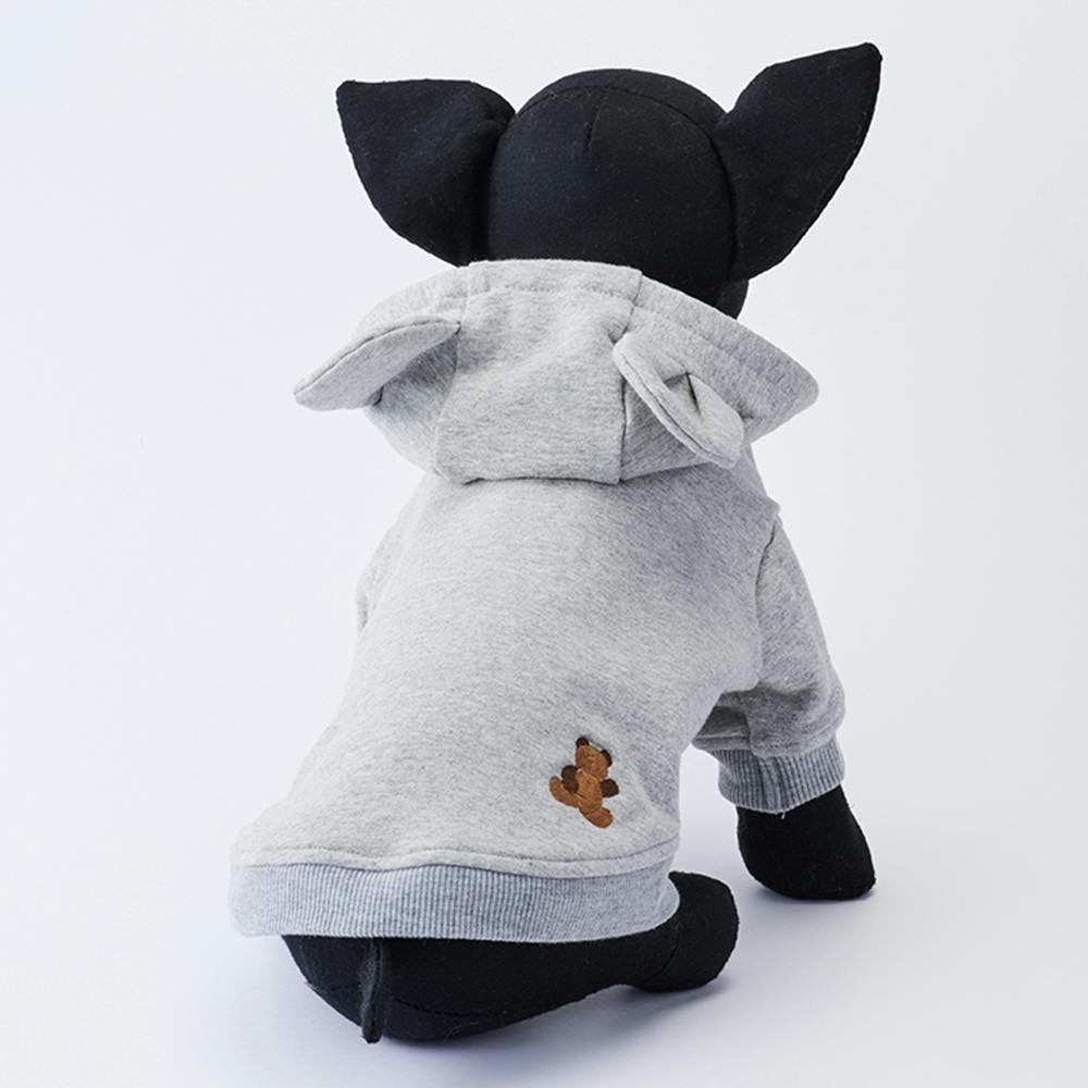 クマちゃんパーカー グレー MDサイズ ペット服(犬の服)(販売終了