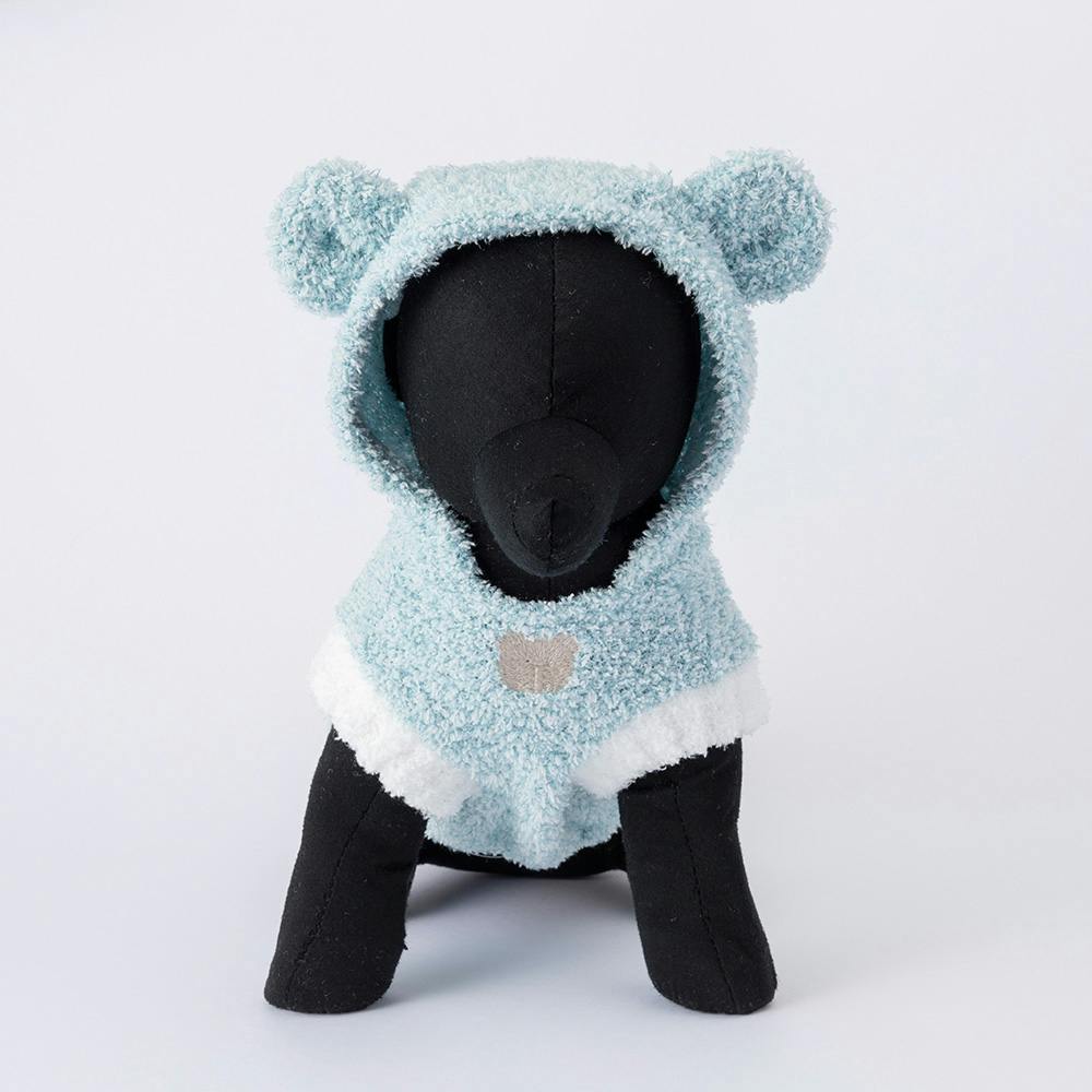 もこもこクマちゃんパーカー ブルー Mサイズ ペット服(犬の服